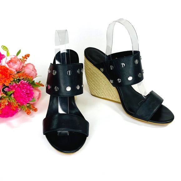 Rebecca Minkoff Shoes - Rebecca Minkoff Black Leather Emily Studded Espadrille Sandals Size 9